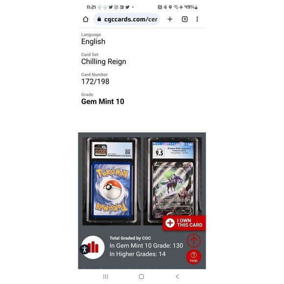 POKEMON TCG CHILLING REIGN 172/198 SHADOW RIDER CALYREX V ALT ART Card - Picture 2 of 4